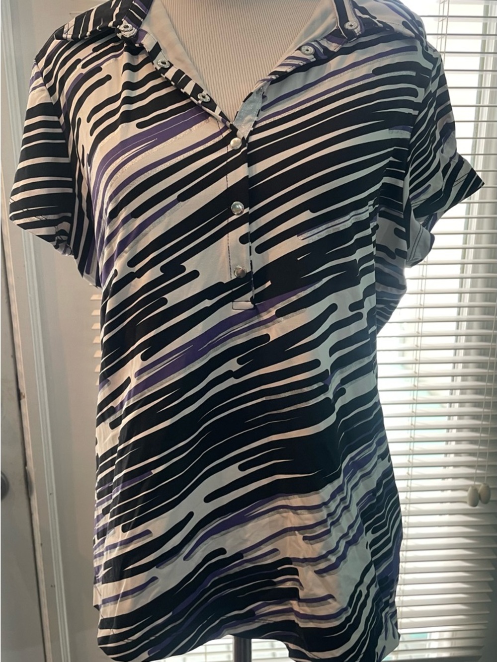 Black & Purple Striped golf polo